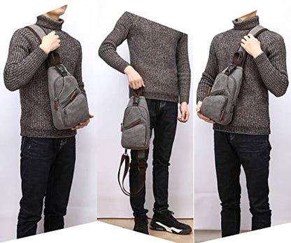 Canvas Sling Bag Crossbody Backpack Shoulder Casual Rucksack for Men Women Outdoor Cycling Hiking Travel Fishing Green - color: Green