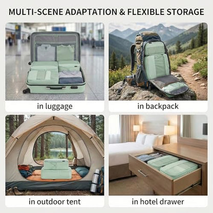 4 Piece Compression Packing Cubes for 3–7 Day Travel, Light Green - color: Light Green