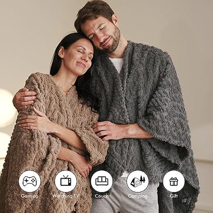 Royoliving Wearable Fleece Blanket with Pockets, Blush Pink, 58" x 64" - color: Blush