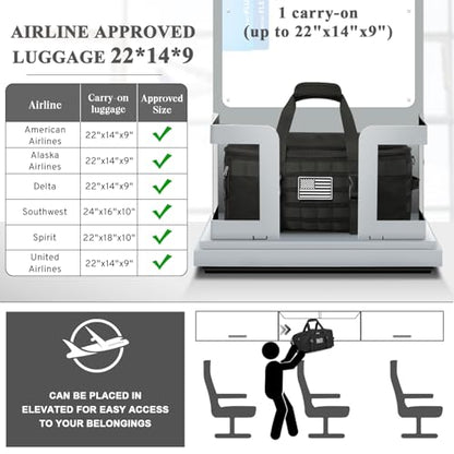 Gym Bags for Men Women, Carry On Luggage 22x14x9 Airline Approved - color: Deep Black, size: Medium