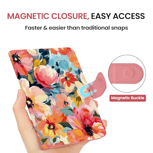 Passport Holder for Travel, RFID Blocking Wallet with Magnetic Closure - color: Z-Garden