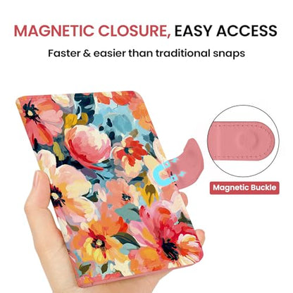 Passport Holder for Travel, RFID Blocking Wallet with Magnetic Closure - color: Z-Garden