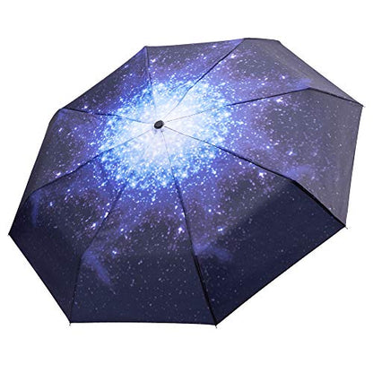 Goothdurs Automatic Mini Travel Windproof Umbrella Compact Auto Open/Close Small Lightweight Folding Rain Umbrellas for Women Men - color: A2-Starry
