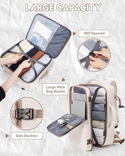 suradar Travel Backpack Carry On Backpack Flight Approved - color: Z1-beige Brown