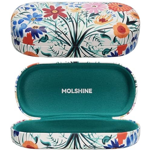 molshine Hard Shell Sunglasses Case,Classic Large Glasses Case for Women Men,Sunglass Eyeglasses - color: Flowers