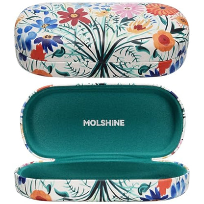 molshine Hard Shell Sunglasses Case,Classic Large Glasses Case for Women Men,Sunglass Eyeglasses - color: Flowers