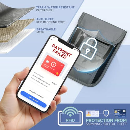 Travel Neck Wallet, RFID Blocking Concealed Passport Holder, Gray - color: N-Gray