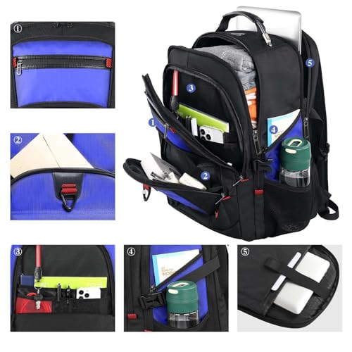 Z-MGKISS 52L Extra Large Travel Backpack for Men&Women, Fit 17.3" Laptops - color: Blue, size: 17.3 Inch (20''x15''x10'')