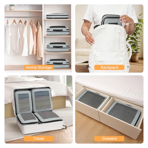 BAGAIL Compression Packing Cubes for Travel Essentials, 8 Set-Gray - color: Gray, size: 8 Set