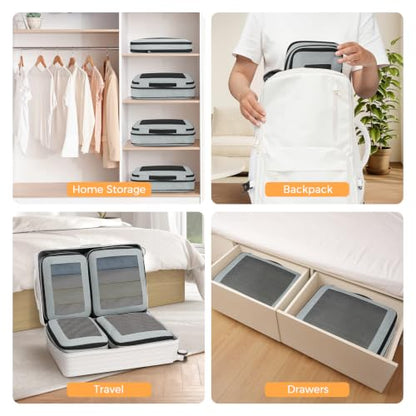 BAGAIL Compression Packing Cubes for Travel Essentials, 8 Set-Gray - color: Gray, size: 8 Set