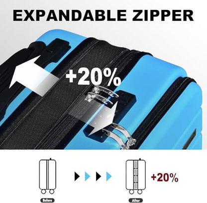KEYTANG Explorer 20 Inch Carry On - Hardshell Suitcases with Front Pocket, Blue - color: Blue, size: 001-Carry-on
