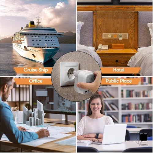 220V to 110V Voltage Converter US to Europe with 2 USB A 2 USB C Fast Charging, Power Converter for European Travel International Universal Travel Adapter for France Italy Germany Spain