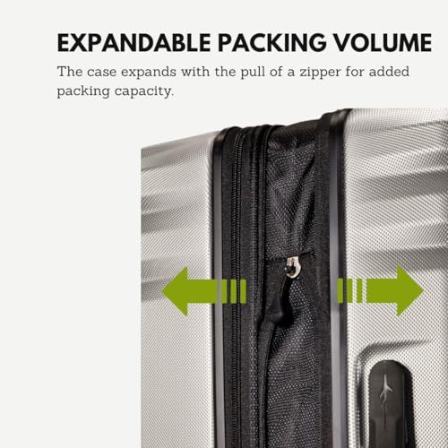 Skyway Nimbus 4.0 Expandable, Durable Hardside, 4 Wheel Spinner, Lightweight Suitcase, Unisex, Stylish, Shiny Silver, Carry-On 20-Inch - color: Shiny Silver, size: Carry-On 20-Inch