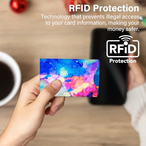 RFID Blocking Sleeves (10 RFID Blocking Sleeves, 10 Unique Designs) Identity Theft Protection Travel Case Set (Splendid Printing - color: Splendid Printing
