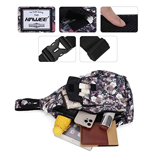 Backpack Sling for Women Anti-Water Crossbody Bag Inclined Adjustable Pack - color: Gray Rose