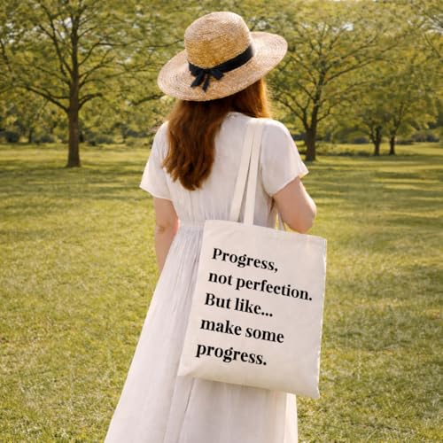 Positive Canvas Tote Bag, Reusable Inspirational Shoulder Bag, Whimsical Carryall for Shopping Commute Beach - color: Inspirational 11
