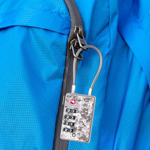 TSA Approved Cable Luggage Locks, Re-settable Combination with Alloy Body, Resettable 4-Digit Combination Padlock,Gym Locks,Toolbox Lock (1, Camouflage) (1, Camouflage)