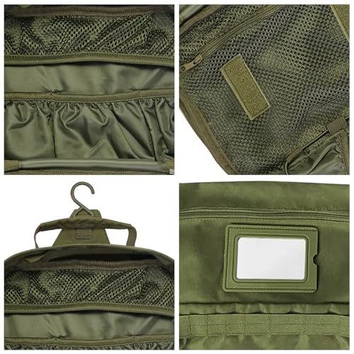 Toiletry Bag for Men Travel Tactical Hanging Dopp Kit Shaving Hygiene Bag - color: Green