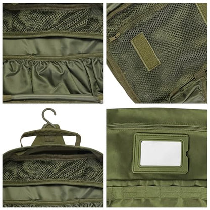 Toiletry Bag for Men Travel Tactical Hanging Dopp Kit Shaving Hygiene Bag - color: Green
