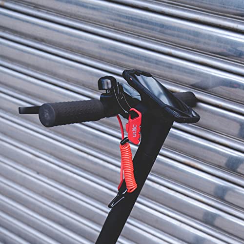 ULAC Piccadilly LTD 3-Digit Combination Cable Lock Red, 4 mm x 120 cm Braided Steel Carabiner Lock for Bicycle Helmets and Luggage - color: Red