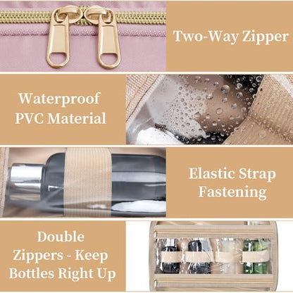 Hanging Travel Toiletry Bag Women & Men Water Resistant Makeup Bag - color: Pink, size: Large