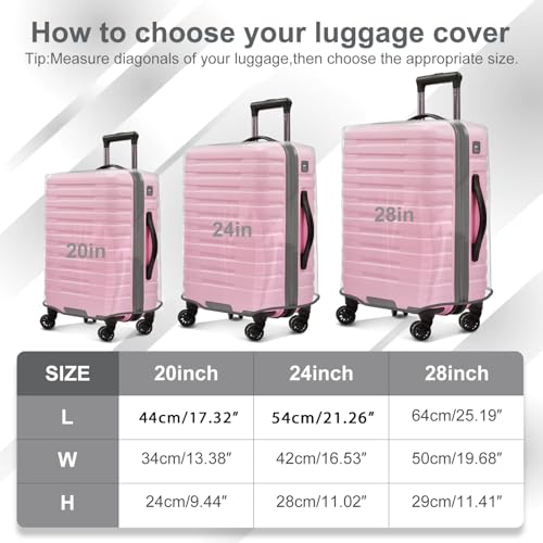 3 Pack Clear Luggage Covers for Suitcase Fits 20 24 28 Inch Wheeled Luggage | PVC 0.4MM Thick Waterproof Anti Scratch Travel Suitcase Protector Cover - color: Grey