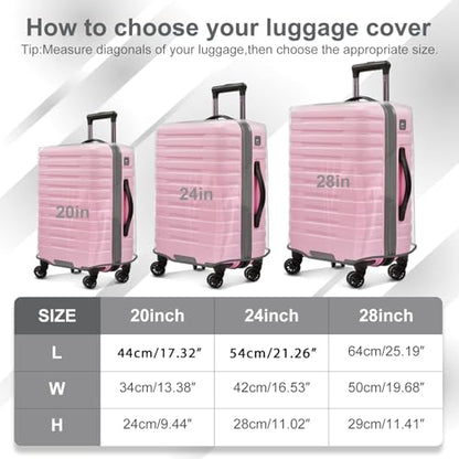 3 Pack Clear Luggage Covers for Suitcase Fits 20 24 28 Inch Wheeled Luggage | PVC 0.4MM Thick Waterproof Anti Scratch Travel Suitcase Protector Cover - color: Grey