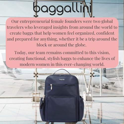 Baggallini Tribeca 확장 가능한 여행용 노트북 백팩, 방수 나일론 작업 가방, 정리함, 패딩 슬리브 및 RFID 기술 포함, 프렌치 네이비 트윌, 원사이즈 - color: 프렌치 네이비 트윌