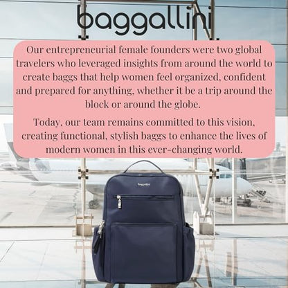 Baggallini Tribeca 확장 가능한 여행용 노트북 백팩, 방수 나일론 작업 가방, 정리함, 패딩 슬리브 및 RFID 기술 포함, 프렌치 네이비 트윌, 원사이즈 - color: 프렌치 네이비 트윌