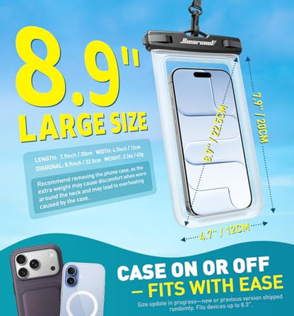 Hiearcool Waterproof Phone Pouch, Waterproof Phone Case, Pink&Black 2-Pack - color: Clear & Pink Purple