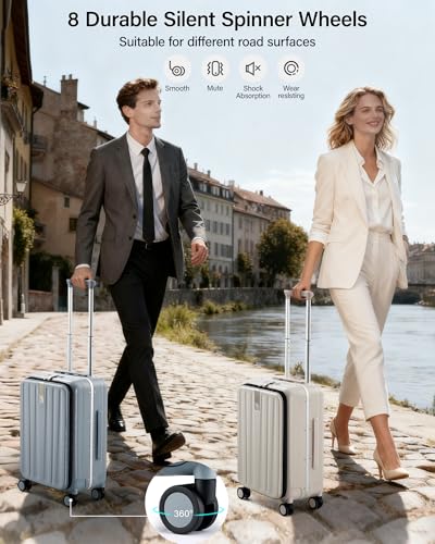 Hanke 16 Inch Small Carry On Luggage, Top Opening Aluminum Frame Suitcase - color: Grey, size: 16 Inch