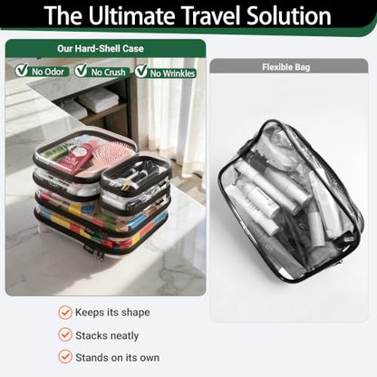 YQBRAO Clear Hard Shell Zipper Cases, 6 Multi-Size Organizers, Black - color: Black, size: 6 Pack (2L+2M+2S)