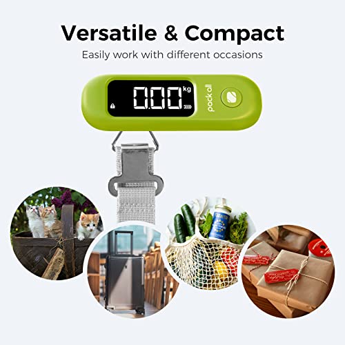 pack all Digital Luggage Scale for Travel, 110Lbs Capacity, 0.1Lb Precision - color: Apple Green