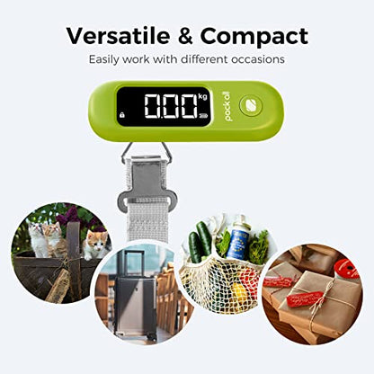 pack all Digital Luggage Scale for Travel, 110Lbs Capacity, 0.1Lb Precision - color: Apple Green