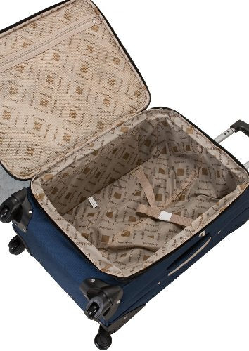 Rockland Impact Softside 4 Piece Spinner Wheel Luggage Set, (18"/22"/26"/30"), Navy - color: Navy