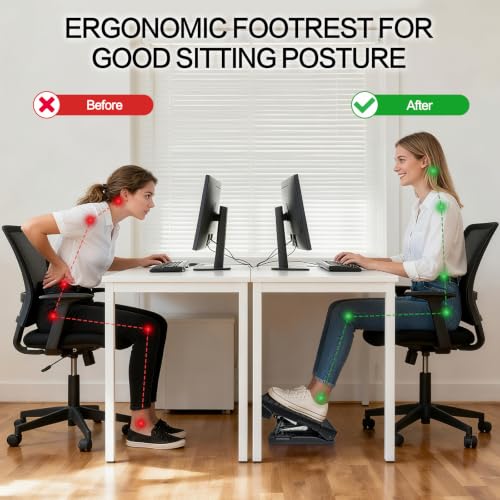 Adjustable Foot Rest Under Desk for Office,Home, Gaming & Study - color: Gray, size: Large