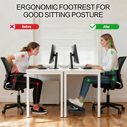 Adjustable Foot Rest Under Desk for Office,Home, Gaming & Study - color: Gray, size: Large