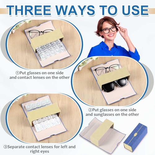 Flutesan 2 in 1 Daily Contact Lens and Glasses Organizer Case, Blue - color: Blue