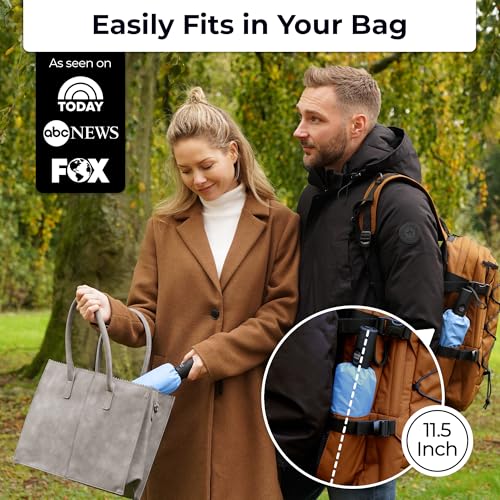TUMELLA Strongest Windproof Travel Umbrella (Compact, 100MPH Wind-Tested), Light, Portable, One-Handed Use, Automatic Folding Rain Umbrella, Durable, Premium Grip, Fits Car & Backpack - color: 1-pack Light Blue