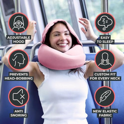 FlyHugz® 2.0 Hooded Travel Pillow, 2026 Original Release - color: Pink