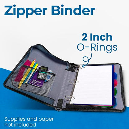 Case-it School Zipper Binder | 2" O-Rings | 350-Sheet | D-251 Midnight Blue - color: C Midnight Blue, size: 1 Pack