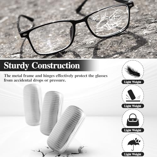 Hifot Metal Eyeglass Case Hard Shell, Aluminum Spectacles Box Sunglasses Case for Men Women, Reading Glasses Holder - color: Silver