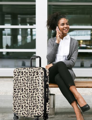 Expandable Checked Luggage Suitcase with Wheels - color: Cheese Cheetah, size: M(24 In)