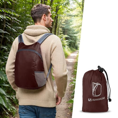 Ultra Lightweight Hiking-Daypack,Foldable Travel Packable Backpack - color: Dark Red