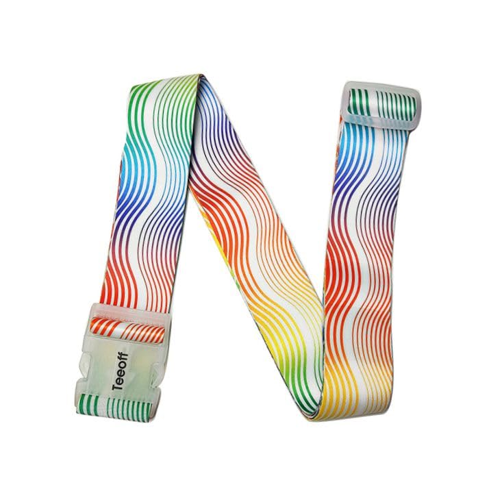 Teeoff 2 Pack Elastic Luggage Straps Adjustable Suitcase Belts Travel Bag Accessories 220CM (Rainbow Wave) - color: Rainbow Wave
