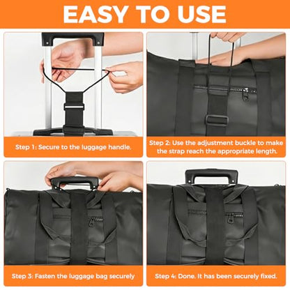 2 Pack Multi Use Strong Adjustable Luggage Connector Straps, Elastic Fastening Belt with Anti-Slip Design, Durable Polyester Travel Strap for Suitcases, Home(Black)