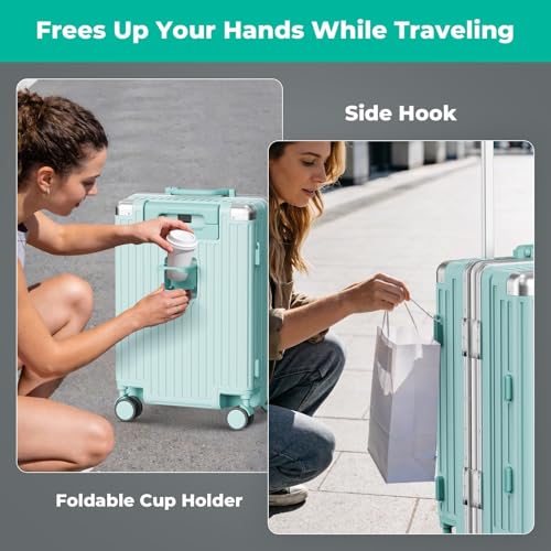 28 Inch Extra Large Luggage with USB Port & TSA Lock - color: Mint green, size: 28 Inch