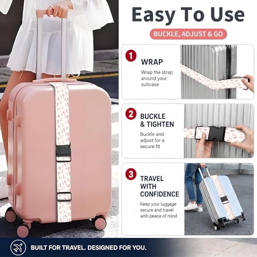 Luggage Strap for Suitcases Adjustable Travel Belt with Quick Release Buckle, Cute Travel Accessories for Suitcase Strap Cute Cherry Bow - color: Cute Cherry Bow