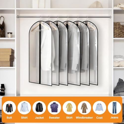 12 Pack Peva Garment Bags 24 x 40 In, Translucent Clothes Covers - color: Matte with Black Edge, size: 40in *12