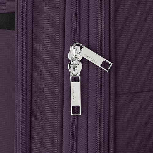 Samsonite Soft-Sided 25-Inch Lightweight Medium Checked Expandable Element Suitcase: Durable, 360° Spinner Wheels, Adjustable Telescopic Handle, 2 Front & 1 Side Pocket- Purple - color: Purple, size: 25-Inch Checked-Medium
